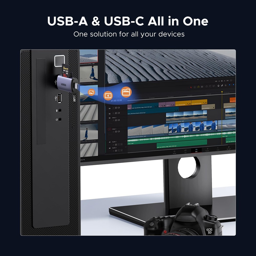 UGREEN SD Card Reader USB C, 3.0 Micro 2 in 1 Deep Gray