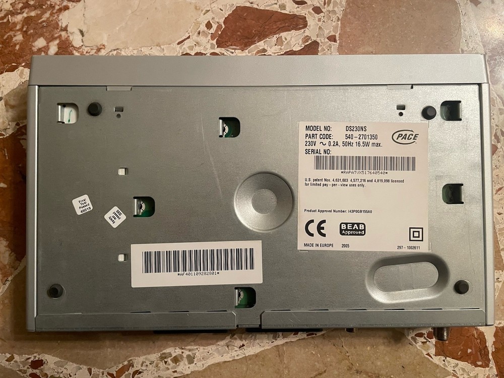 TV DECODER SKY HD MOD PACE DS230 NS Italy Sky Scart Decoder Gray Made In Europe