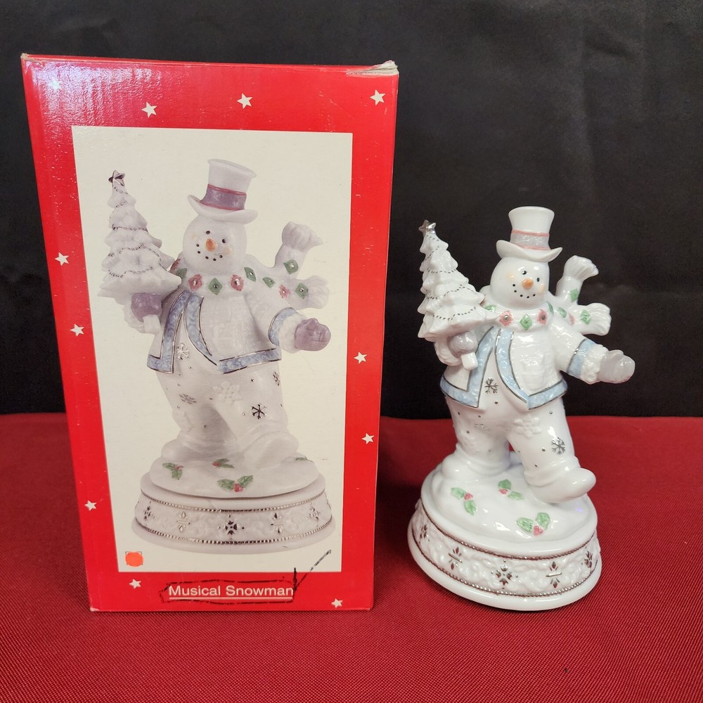 Musical Porcelain White Snowman