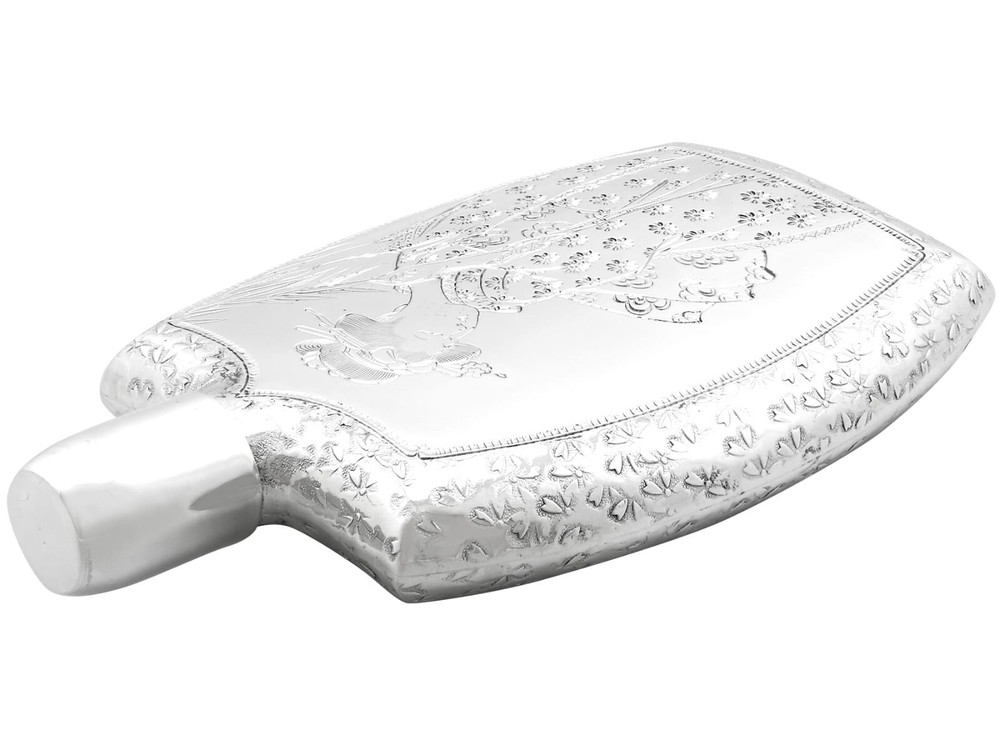 Antique Japanese Silver Hip Flask Circa 1900
