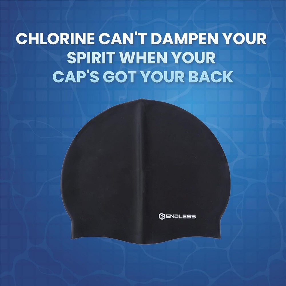 Endless EL1019 Classic Comfortable Plain Silicon Swimming Cap | Black