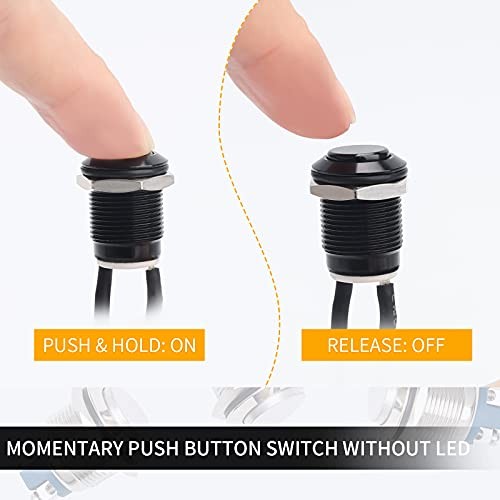 5pcs 12mm Momentary Push Button Switch Black Shell with pre 12mm Black Shell