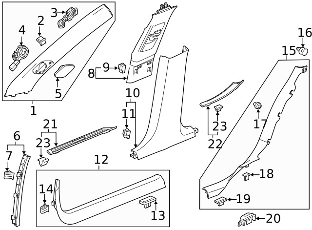 Jet Black Driver Side Windshield Garnish Molding Speaker Grille (23168977)