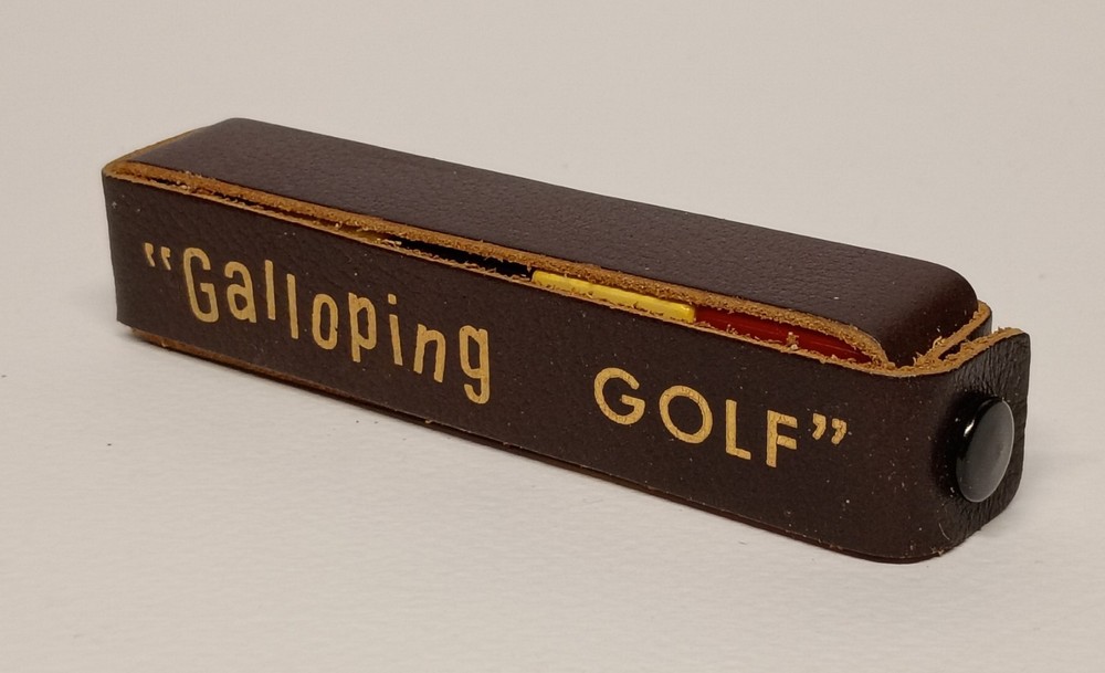 Vintage Galloping Golf Bakelite Dice Game In Leather Case