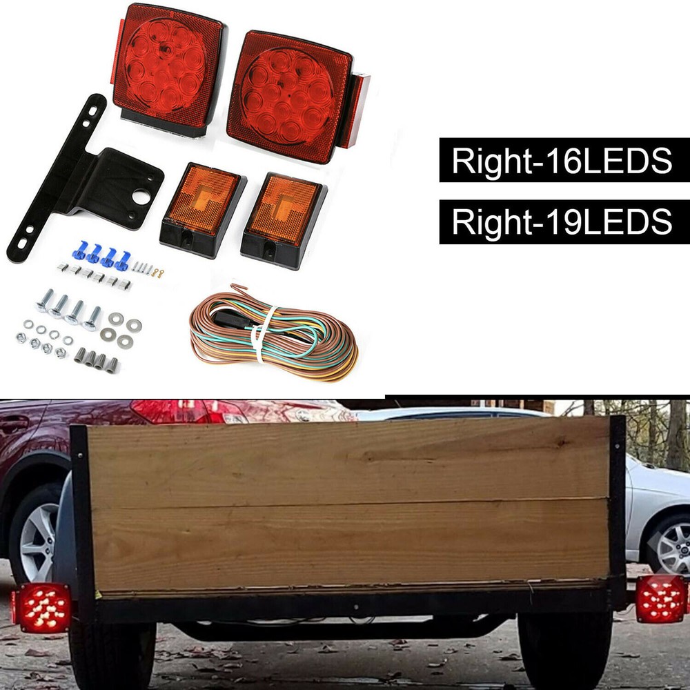 Rear LED Submersible Trailer Tail Light Kit for Boat Marker Truck Waterproof Red