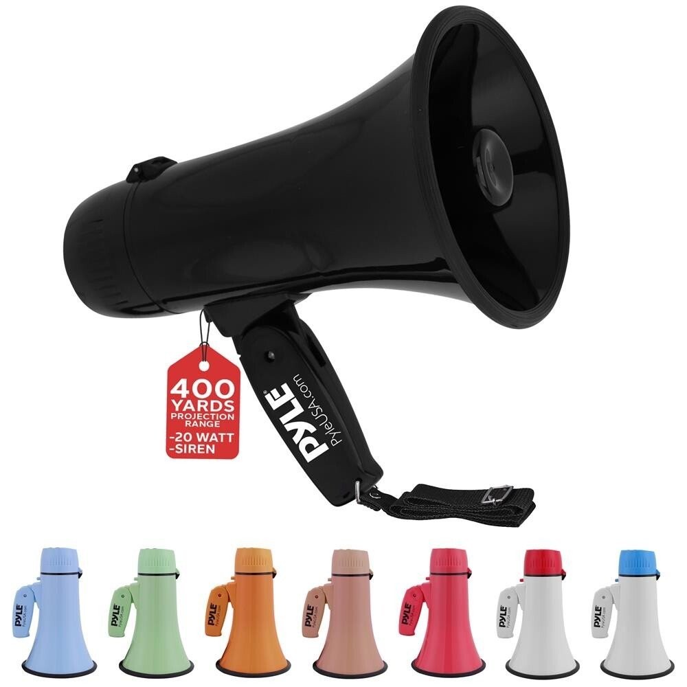 Pyle Lightweight & Portable Bullhorn Megaphone, Aux (3.5mm) input