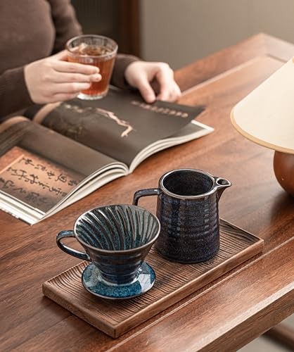 Pour Over Coffee Maker,Ceramic Coffee Maker With 40 pcs Paper V02 Starry Blue