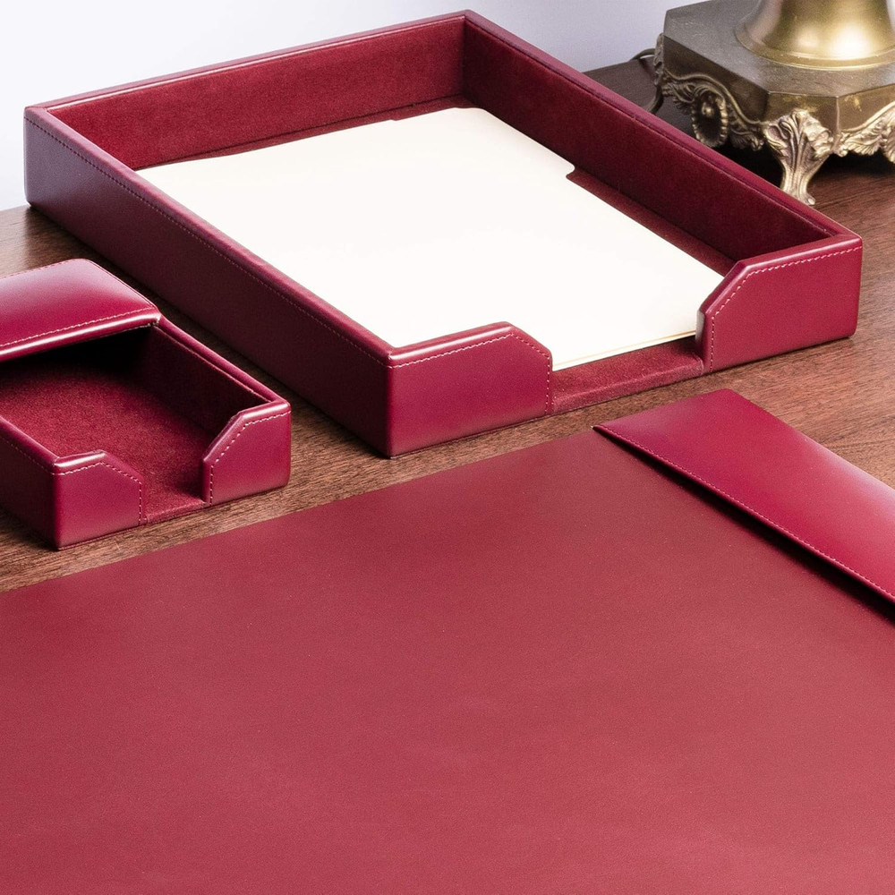 Burgundy Bonded Leather Letter Tray