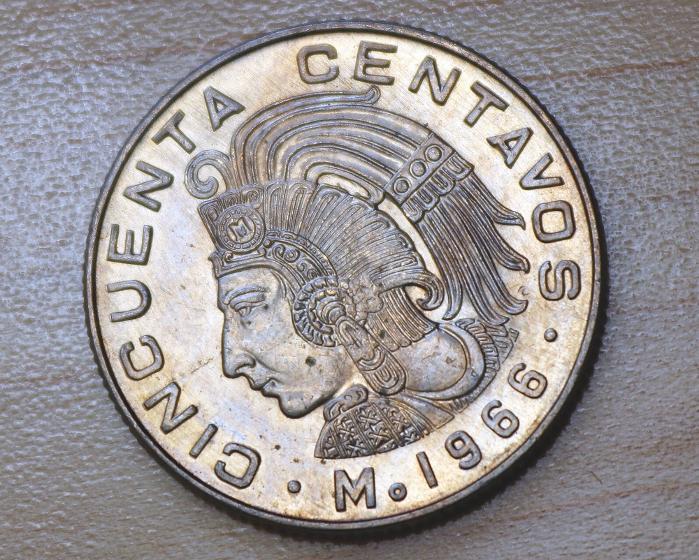 1966 Mexico 50 Centavos Cuauhtémoc Unc.