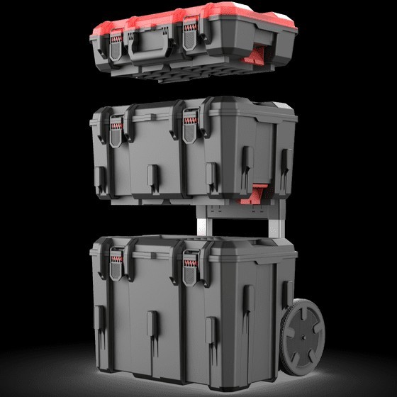 Hyper Tough Hyper Stack 3-Pc Modular Rolling Toolbox System - Black