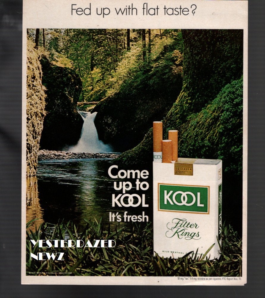 1971 Kool cigarettes Ad -  "Come Up to Kool. It's Fresh"