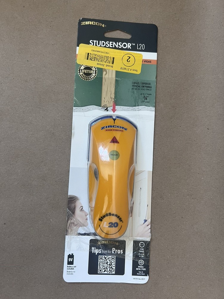 Zircon Studsensor L20 Electronic Stud Finder With Spotlite Pointer