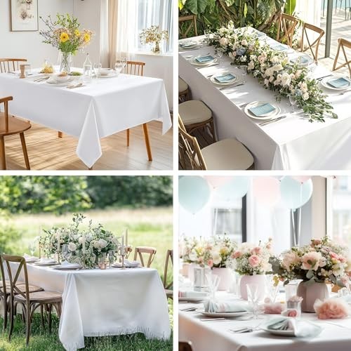 Rectangle Tablecloths 70x120 Inch, 2 Pack Polyester Covers for Parties & Wedding