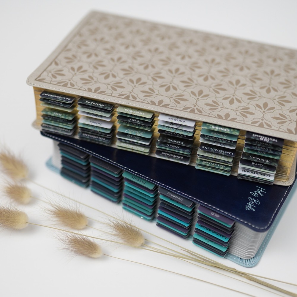 OFFILICIOUS 100 Silver-Foiled, Soft-Touch, Laminated Bible Tabs for Bible Study