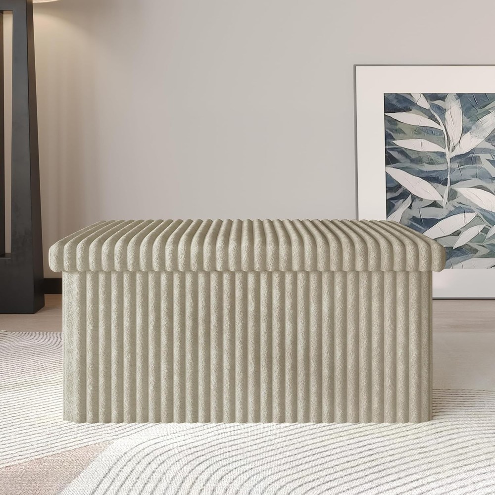 Florence 30" Upholstered Folding Storage Bench Tufted Top Space-Saving Storage
