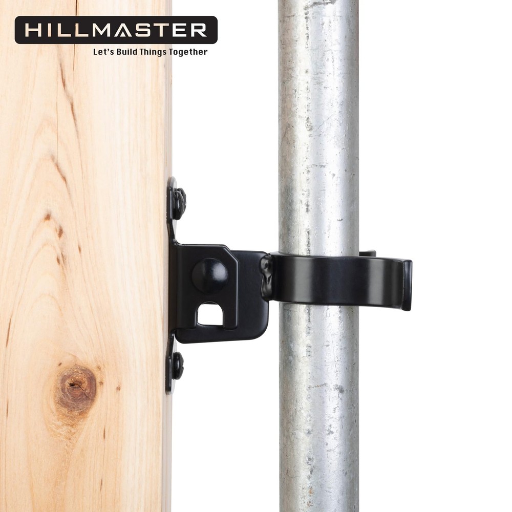 HILLMASTER 1-3/8" Flat Back Wall Mount Chain Link Fork Latch, Black Gate Fork...