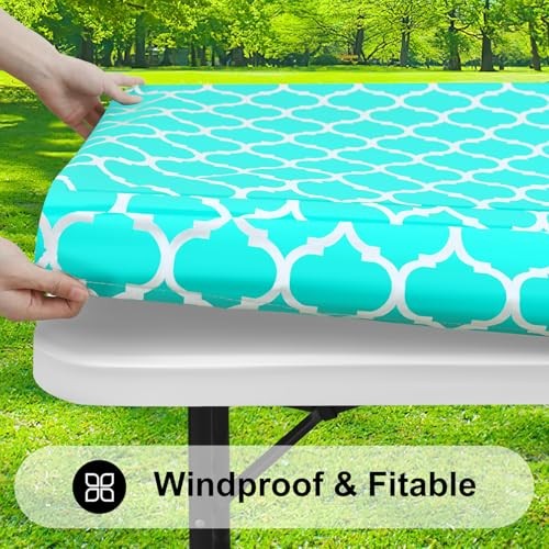Rectangle Picnic Table Cover, Waterproof Elastic 72" x 30" (Rectangular) Teal