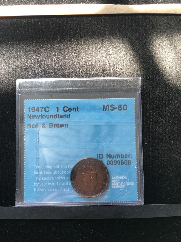 1947c  CCCS Graded, Newfoundland Small One Cent, **MS-60**