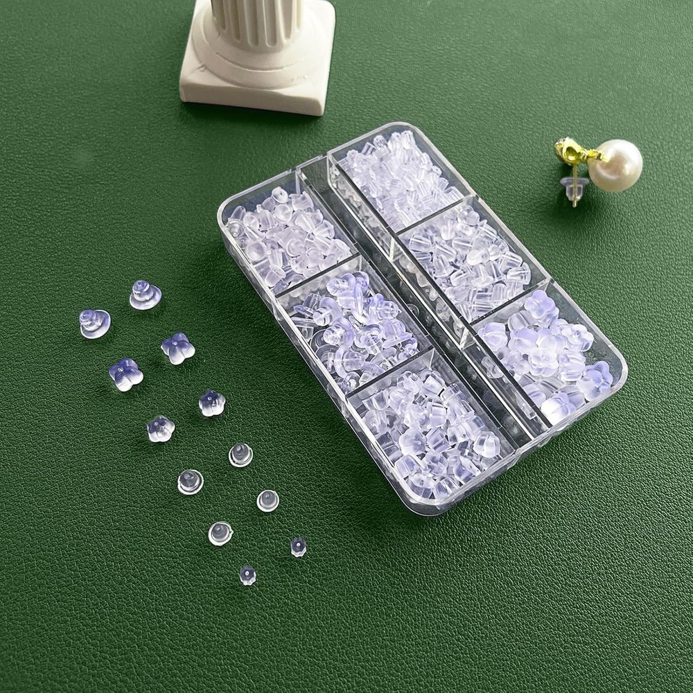 6 Assorted Clear Silicone Earring Backs - Hypoallergenic & Secure Clutch Design