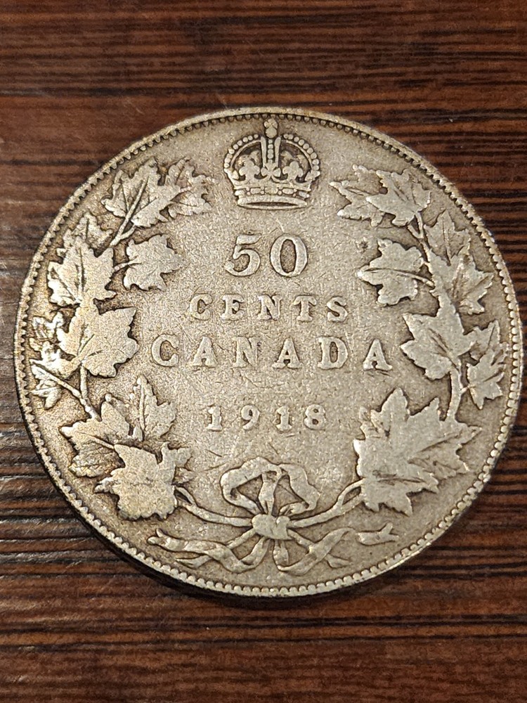 1918 Canada 50 Cents Silver Coin