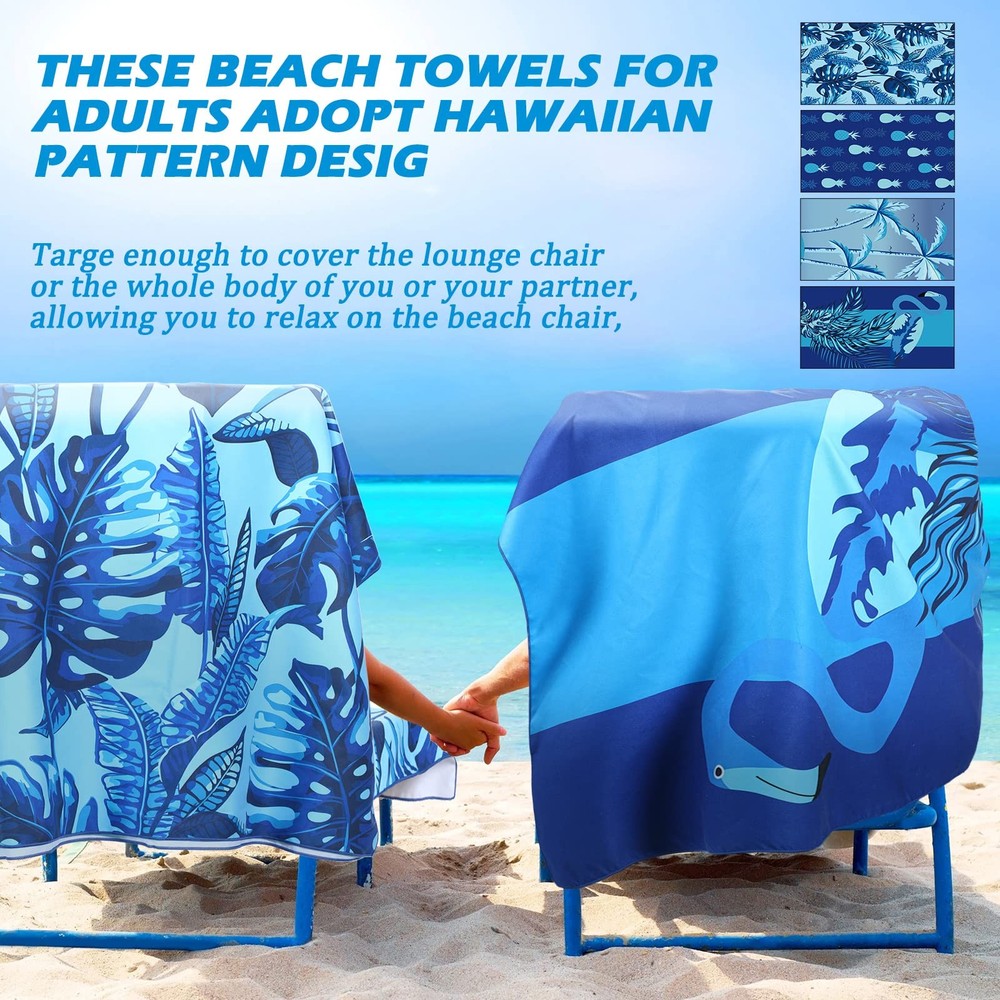 4 Pack Lightweight Microfiber Beach Towel 75 x 35 Extra Large Sand Free Quick...