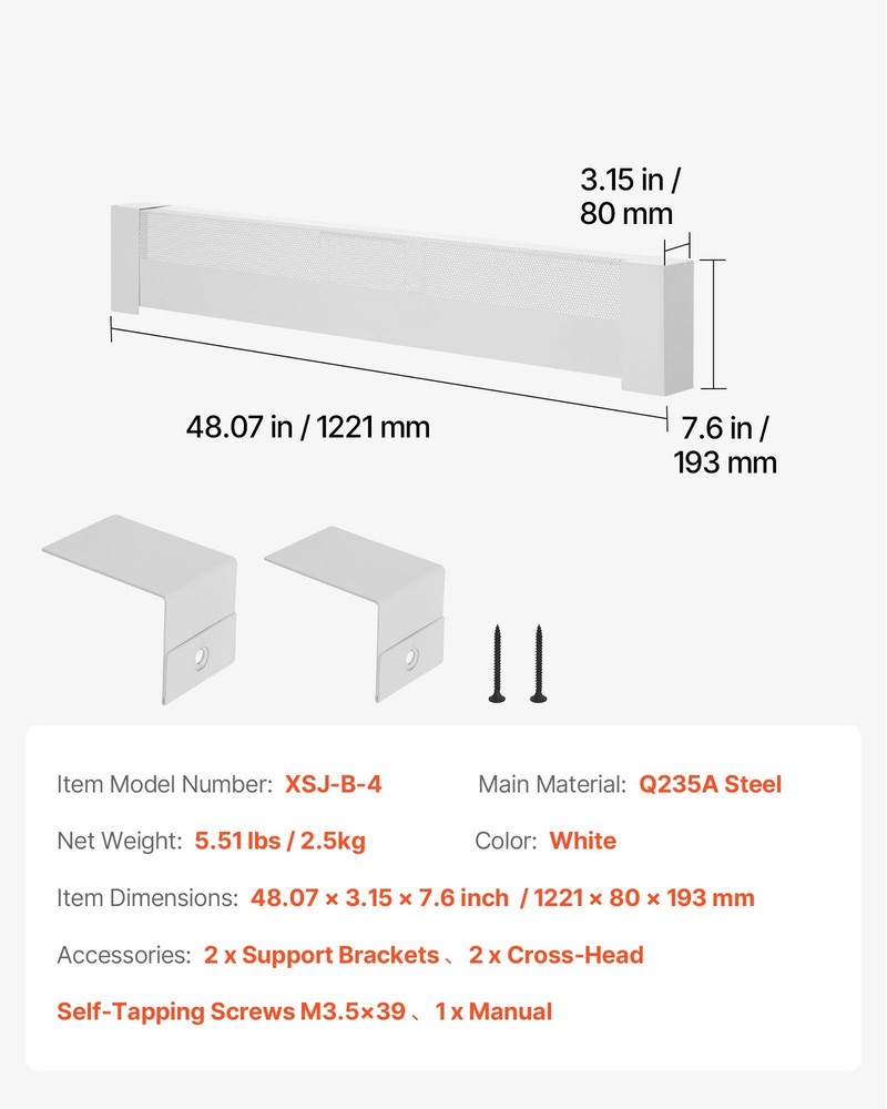 Baseboard Heater Covers Basic Series 4 ft Standard Electric Heating Unit F