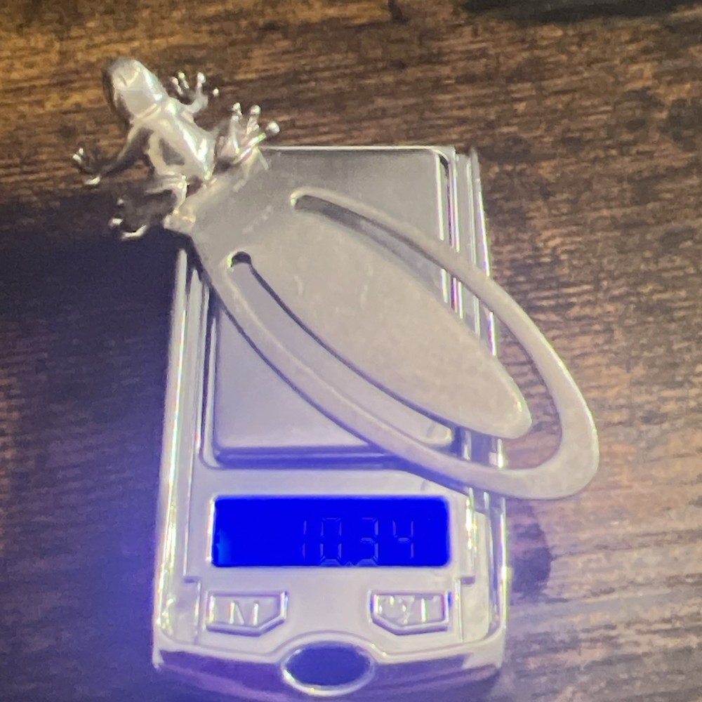 Beautiful 925 Solid Sterling Silver frog toad cute Bookmark 7cm 10.40g