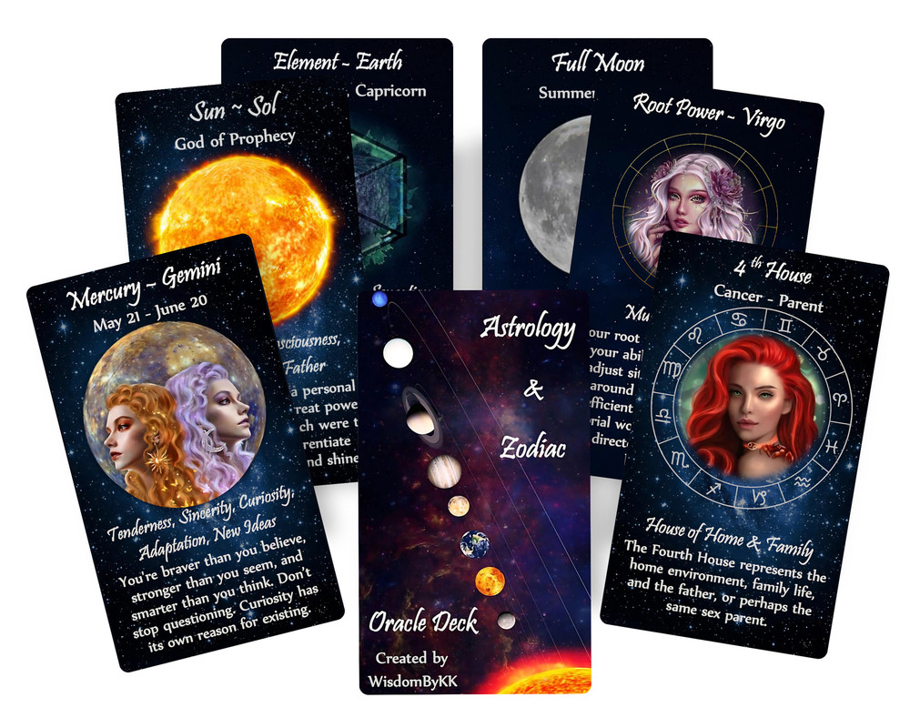 Astrology and Zodiac oracle deck. Horoscope oracle