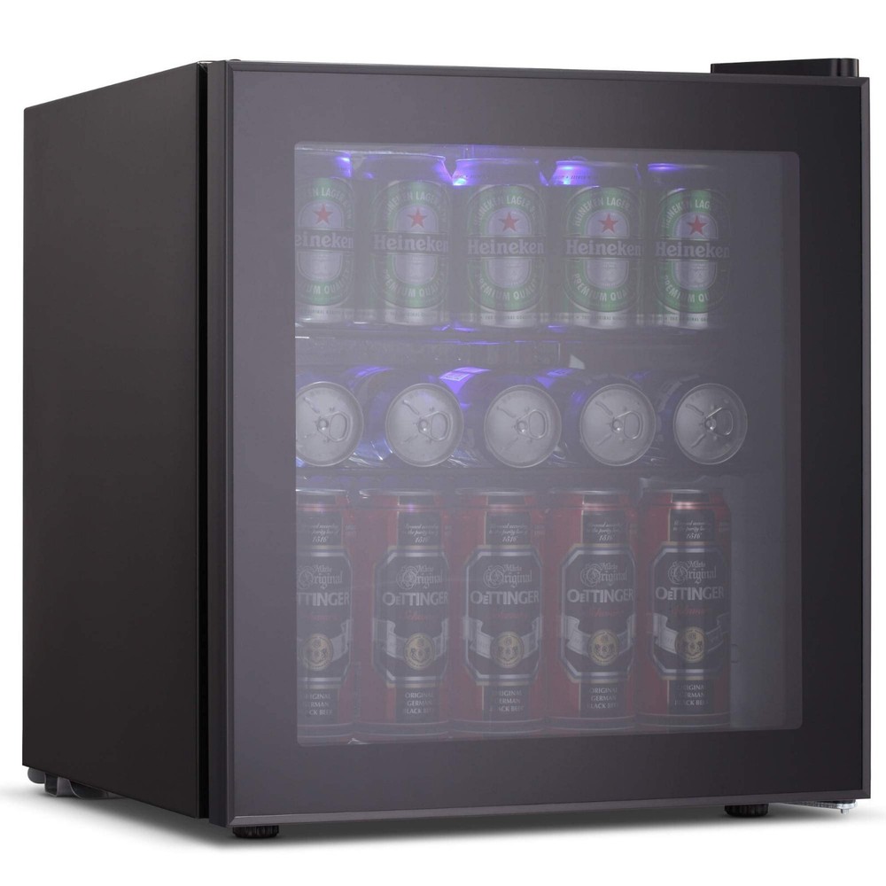 YUKOOLMini Beverage Refrigerator, Freestanding Wine Cooler, Adjustable Wine Rack