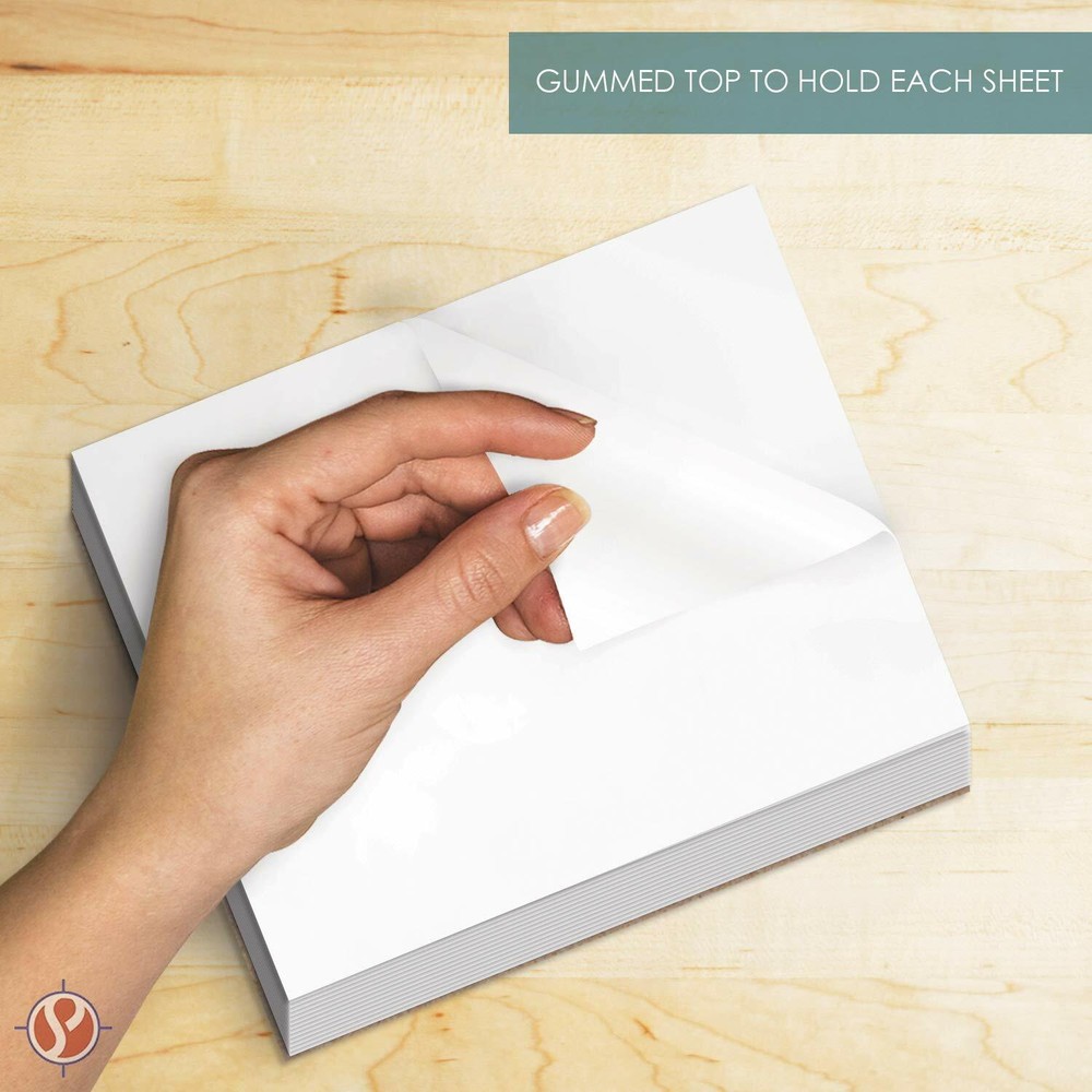 White Memo Pads - Chipboard Backing - 50 Sheets Per Pad, 10 Pads Per Pack