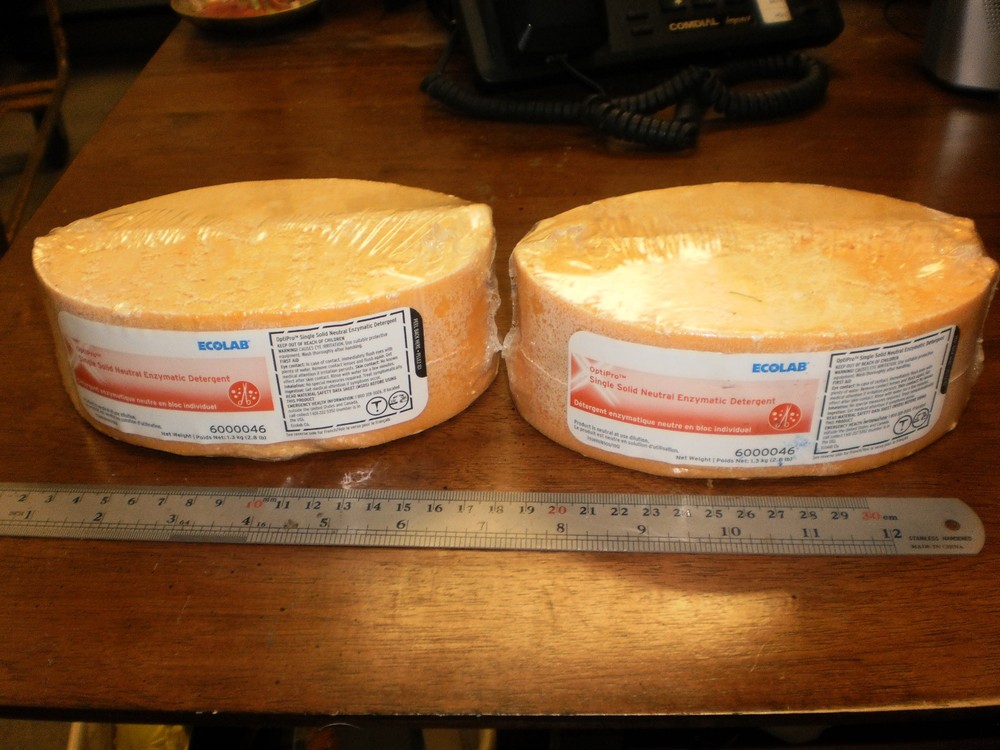 ECOLAB *2* Single Solid Neutral Enzymatic Detergent blocks 2.8 lb each New