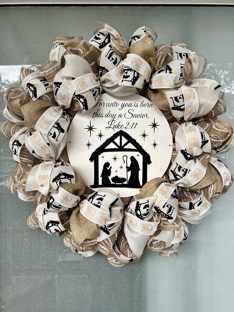 Nativity Scene Wreath, 25 Inches In Diameter