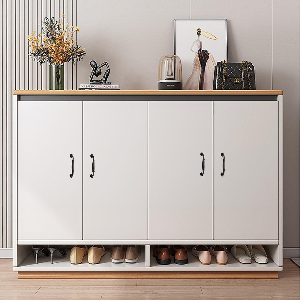 Drawer Handles, 10pcs Hardware Pull Handle Kitchen Cabinet Handles, Matte Bla...