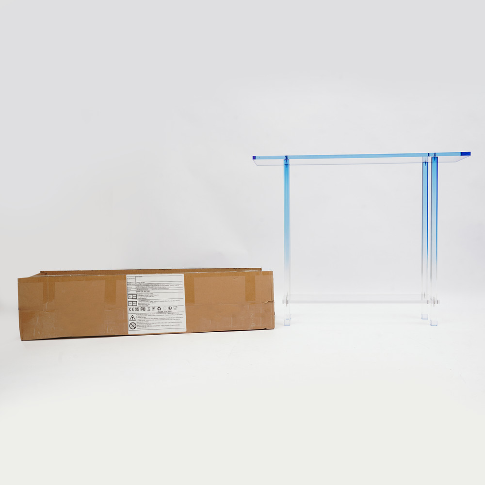 Acrylic Side Table Gradient Clear Blue Entryway Table Narrow Side Table