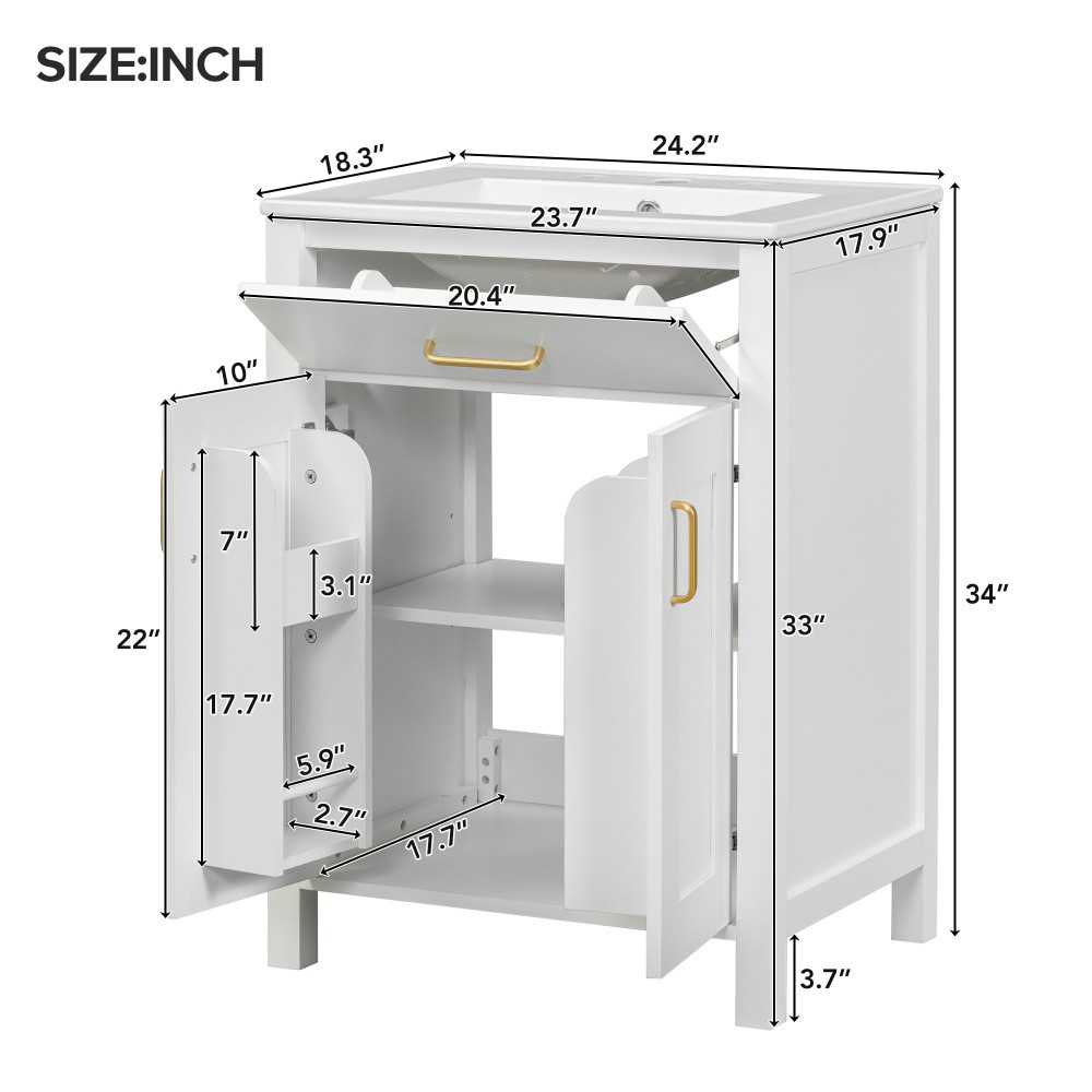Bathroom Vanity Combo W Ceramic Sink Luxurious Space-Saving Vanity