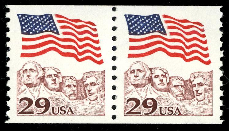 US #2523 29¢ Flag "Red Rushmore" pair, XF NH