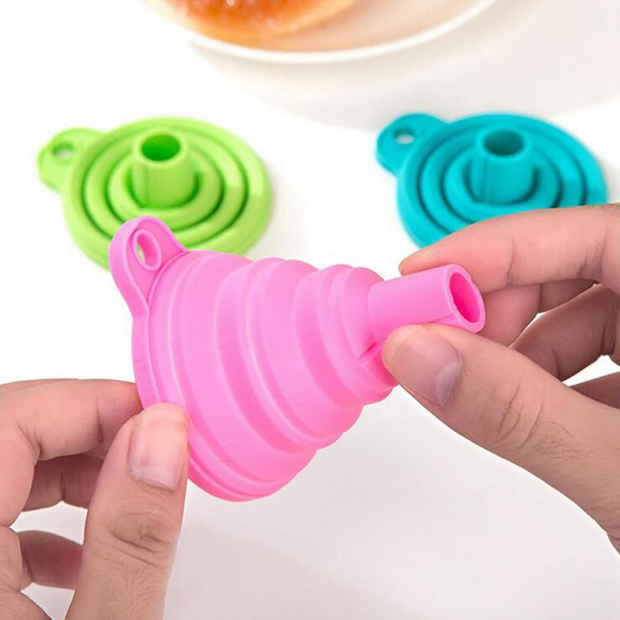 4 Foldable Silicone Funnel Set - Multi-Use Kitchen Funnels for Liquid Transfer