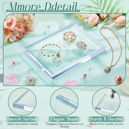 Clear Acrylic Block Rectangular Paperweight Beveled Display Base Solid