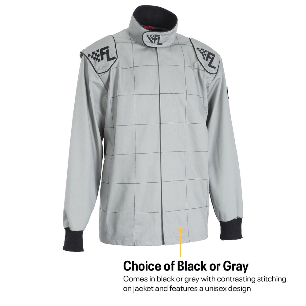 Finish Line Single-Layer SFI-1 Racing Suit Jacket, Black Medium