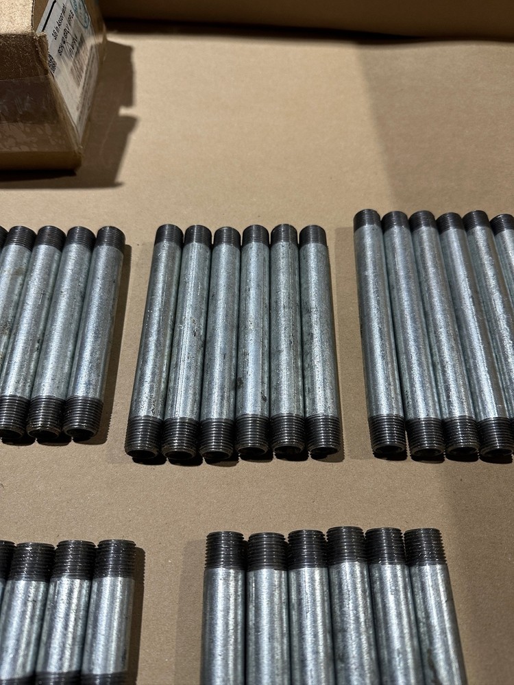 66x Pack Pipe Nipple Assorted Galvanized Steel 3/8" Dual Thread Multiple Sizes