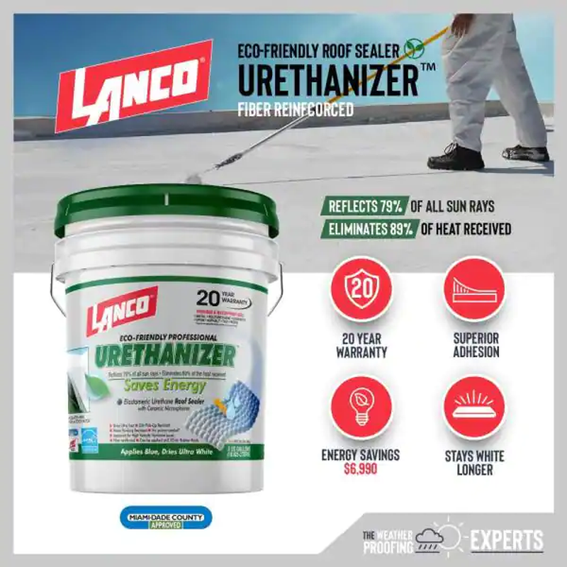 100% Acrylic Elastomeric Reflective 5 Gal. Urethanizer Roof Coating Water Resist