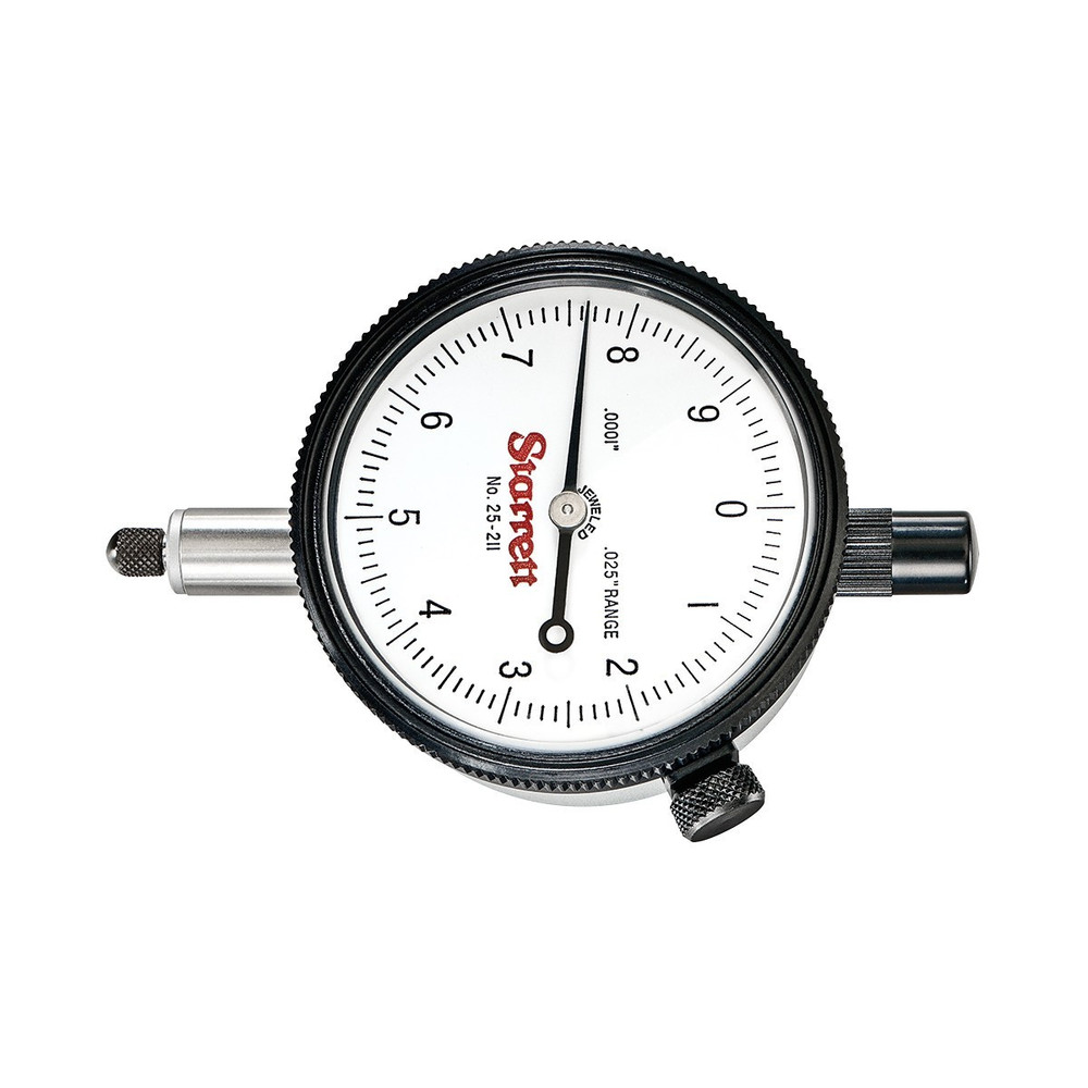 Starrett 25-211J Dial Indicator, 0-10 Continuous Dial 0-.025" Range