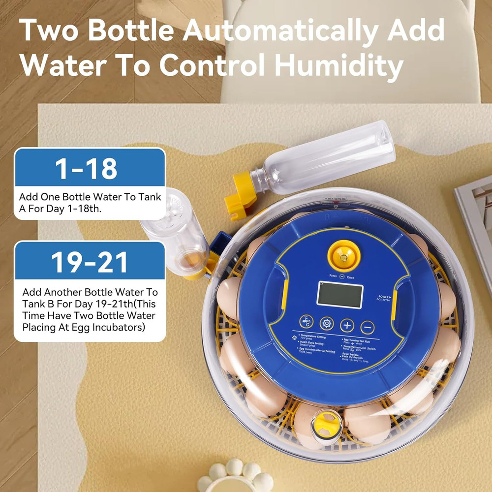 18 Egg Incubators for Hatching Eggs, Chicken Egg Incubator with Automatic Egg Tu