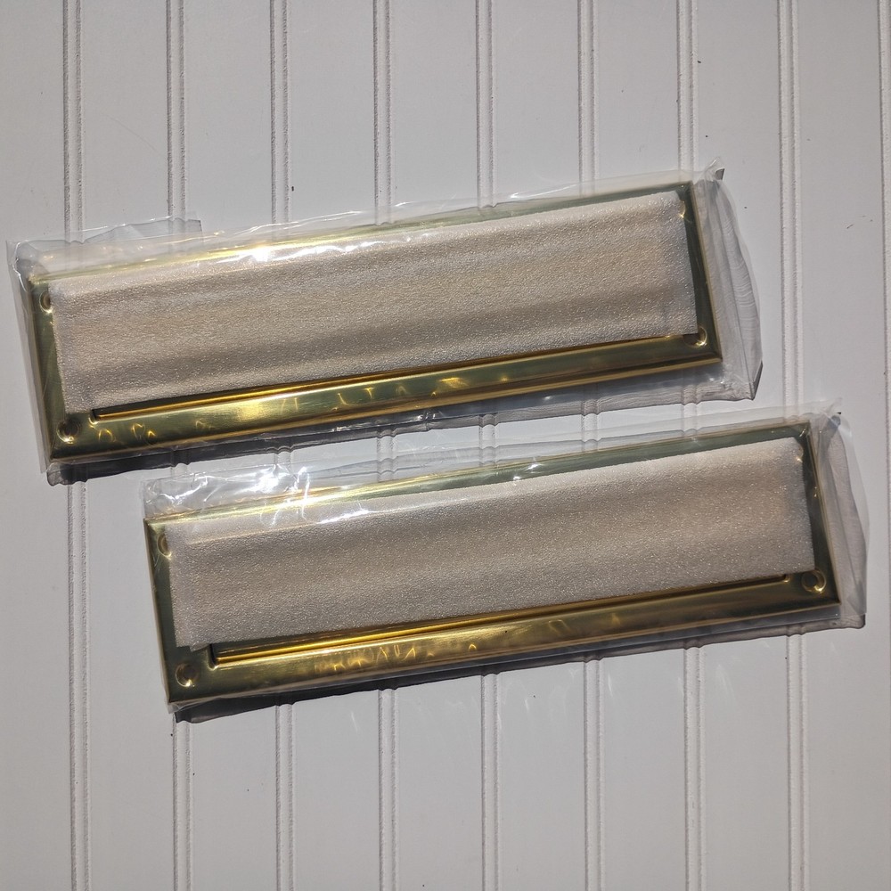 Solid Brass Mail Slot with Interior Back Frame Vintage Style Gold Classic MCM