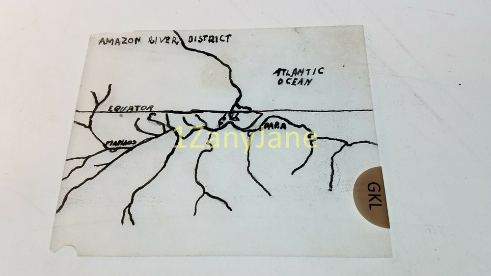 GKL Glass Magic Lantern Slide Photo AMAZON RIVER DISTRICT MAP