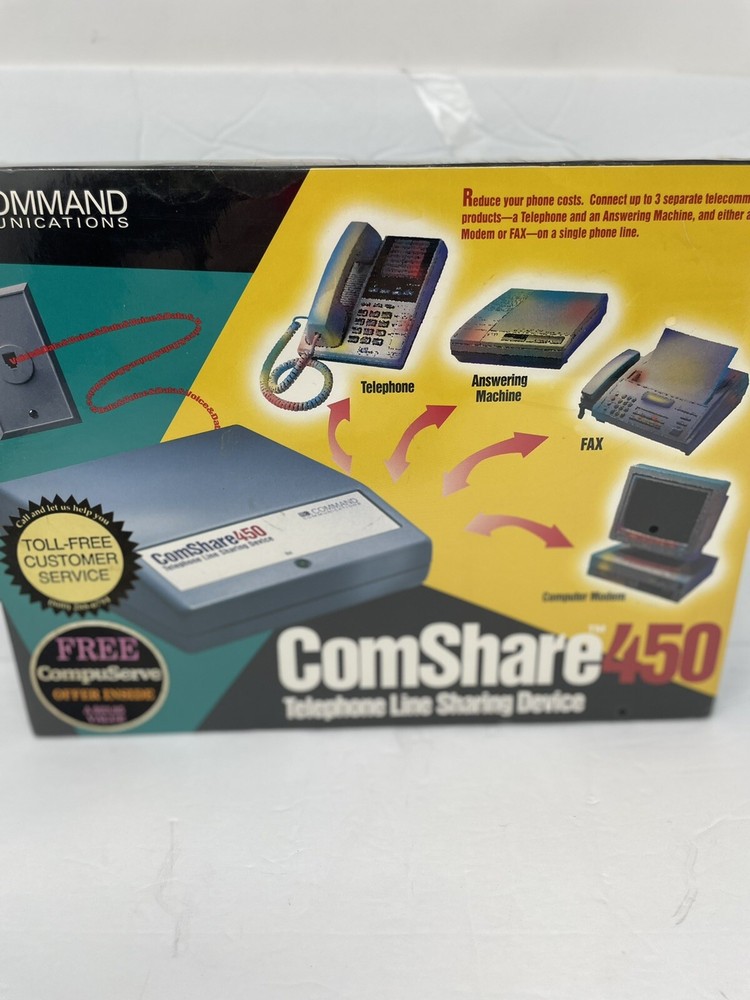 Comshare 450 Line Sharing Device Phone Fax Answering Machine Computer New Sealed