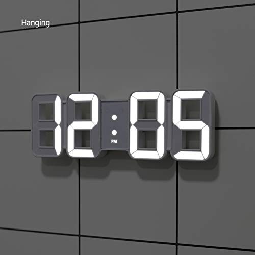 3D Pure Mini White LED Clock, Multi-Function LED 8.5" White Table Alarm Clock