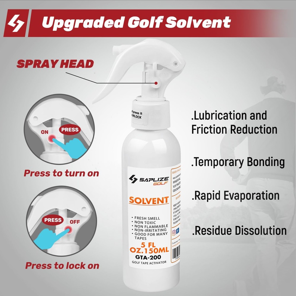 SAPLIZE Golf Grip Complete Kit – 5oz Solvent, 15 Tapes, Tape Remover...