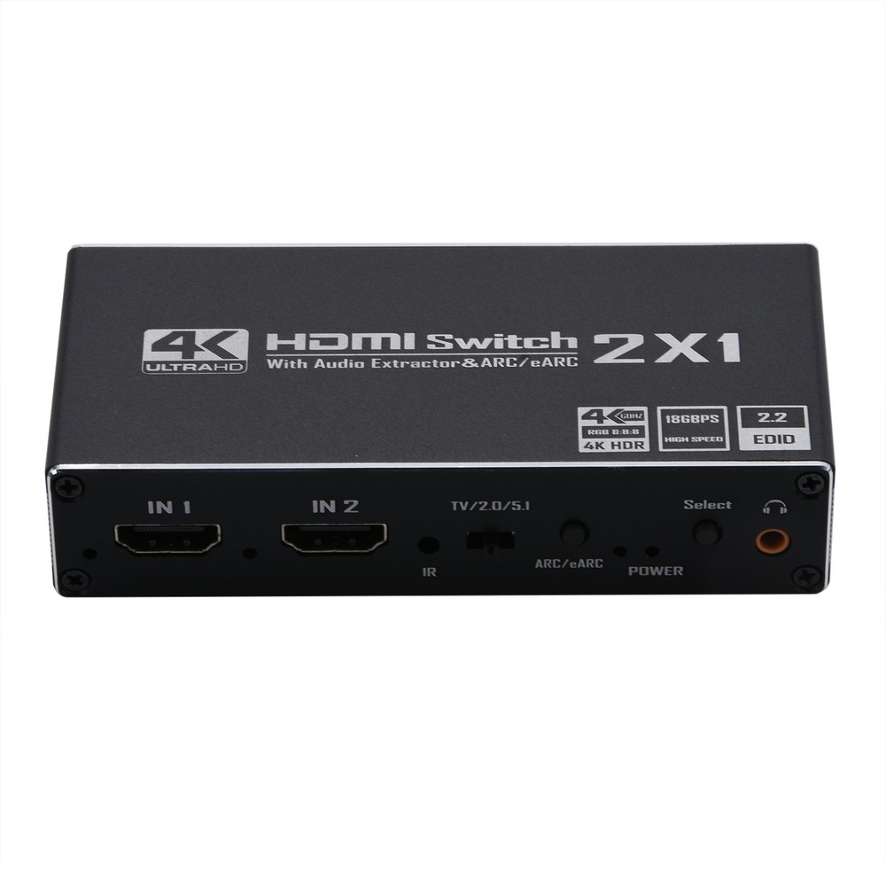2x1 HDMI Switch Audio Extractor With R/L+Toslink Adapter Audio Switcher Selector