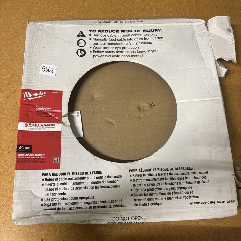 Milwaukee 48-53-2773 3/8" X 50' Inner Core Coupling Cable with Rustguard #5662